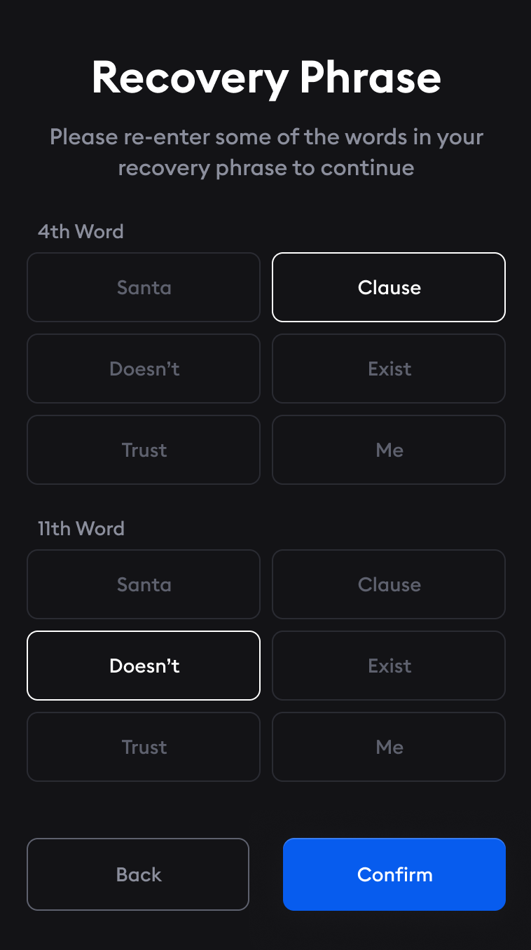 ConfirmRecoveryPhrase